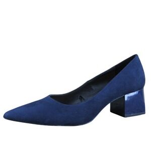 Zara Women's Navy TRF Pump Blue Leather Pump 36 Medium Gently Used 2025‎